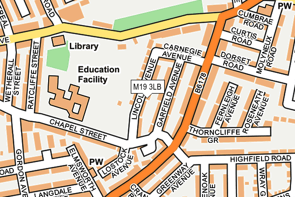 M19 3LB map - OS OpenMap – Local (Ordnance Survey)