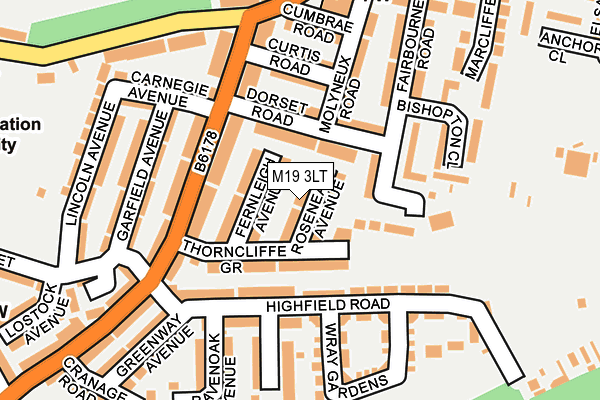 M19 3LT map - OS OpenMap – Local (Ordnance Survey)