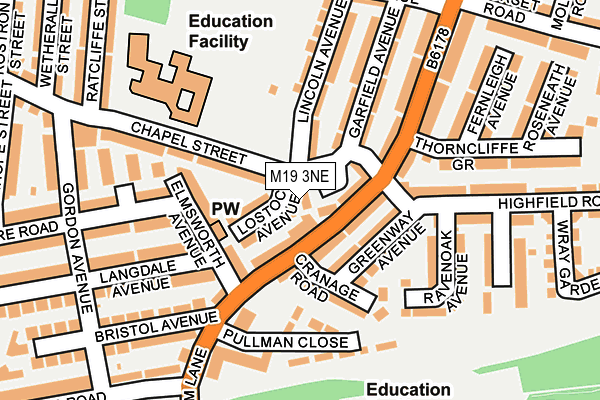 M19 3NE map - OS OpenMap – Local (Ordnance Survey)