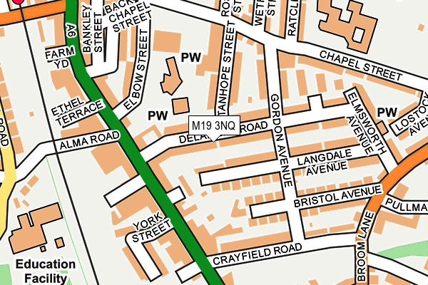 M19 3NQ map - OS OpenMap – Local (Ordnance Survey)