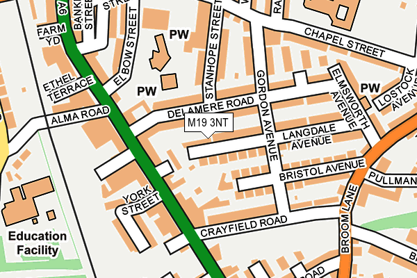 M19 3NT map - OS OpenMap – Local (Ordnance Survey)