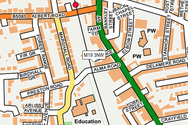 M19 3NW map - OS OpenMap – Local (Ordnance Survey)