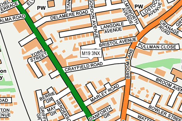 M19 3NX map - OS OpenMap – Local (Ordnance Survey)