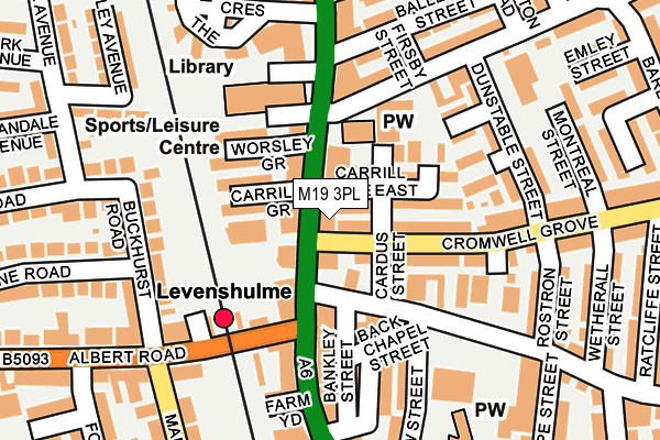 M19 3PL map - OS OpenMap – Local (Ordnance Survey)