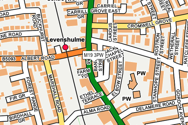 M19 3PW map - OS OpenMap – Local (Ordnance Survey)