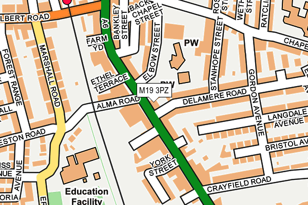 M19 3PZ map - OS OpenMap – Local (Ordnance Survey)