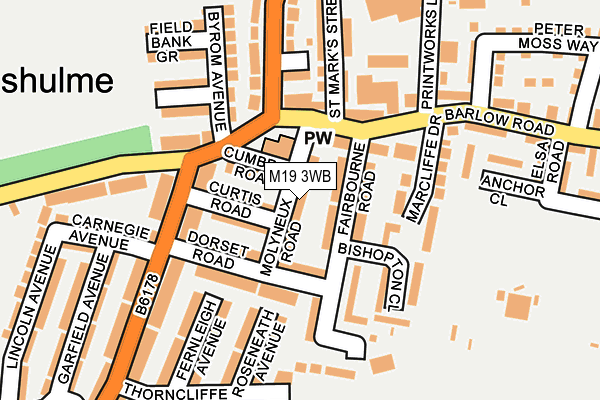 M19 3WB map - OS OpenMap – Local (Ordnance Survey)