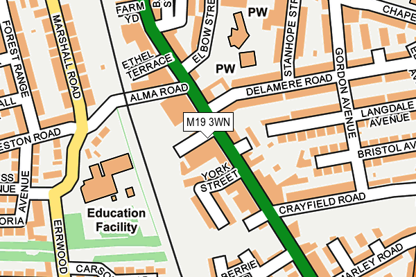 M19 3WN map - OS OpenMap – Local (Ordnance Survey)
