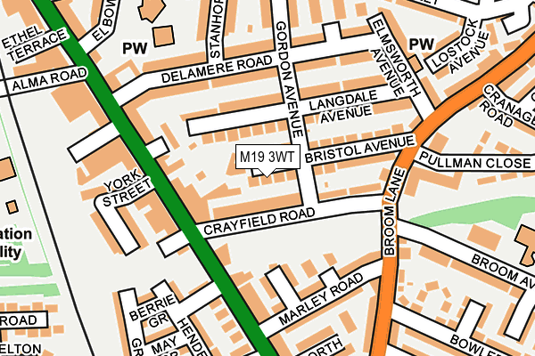 M19 3WT map - OS OpenMap – Local (Ordnance Survey)