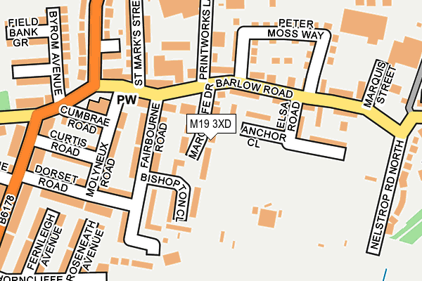 M19 3XD map - OS OpenMap – Local (Ordnance Survey)