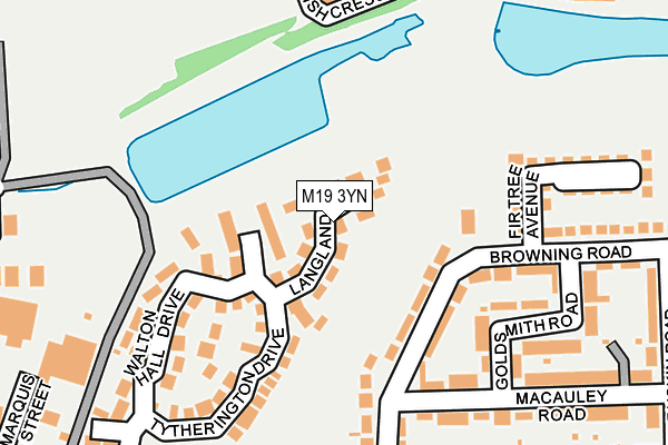 M19 3YN map - OS OpenMap – Local (Ordnance Survey)