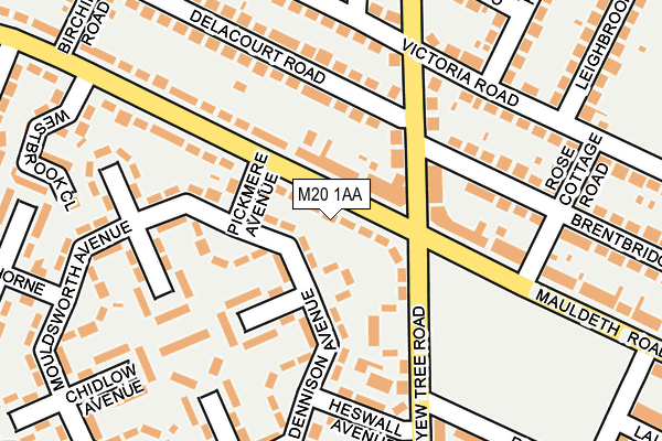 M20 1AA map - OS OpenMap – Local (Ordnance Survey)