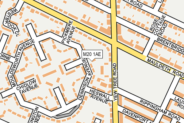 M20 1AE map - OS OpenMap – Local (Ordnance Survey)