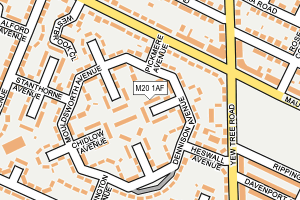 M20 1AF map - OS OpenMap – Local (Ordnance Survey)