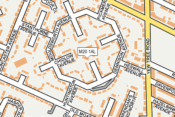 M20 1AL map - OS OpenMap – Local (Ordnance Survey)