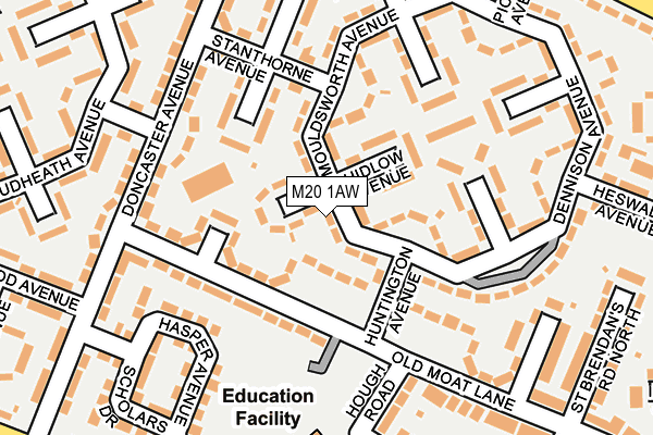 M20 1AW map - OS OpenMap – Local (Ordnance Survey)