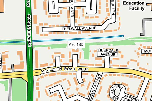 M20 1BD map - OS OpenMap – Local (Ordnance Survey)