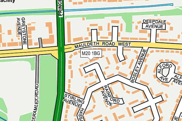 M20 1BG map - OS OpenMap – Local (Ordnance Survey)
