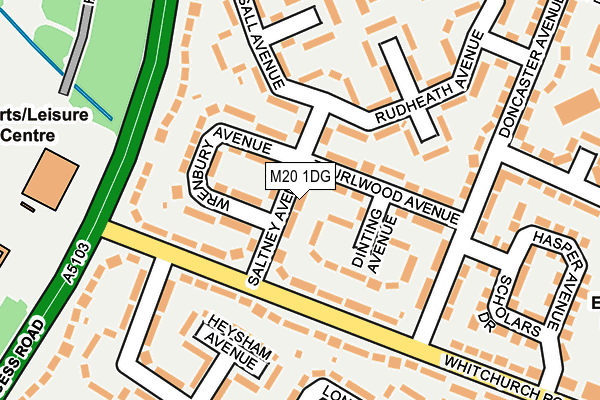 M20 1DG map - OS OpenMap – Local (Ordnance Survey)