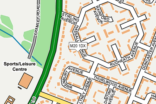 M20 1DX map - OS OpenMap – Local (Ordnance Survey)