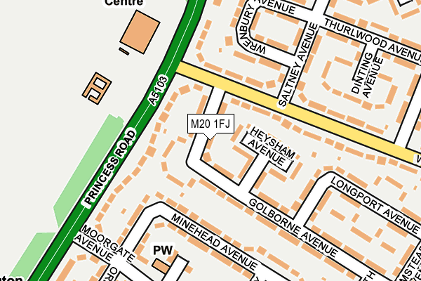 M20 1FJ map - OS OpenMap – Local (Ordnance Survey)