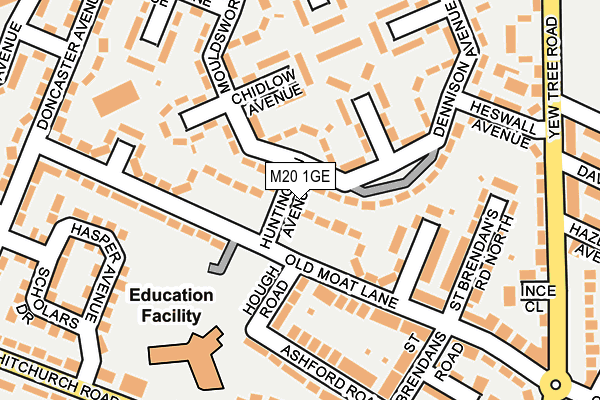 M20 1GE map - OS OpenMap – Local (Ordnance Survey)