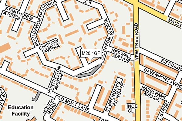 M20 1GF map - OS OpenMap – Local (Ordnance Survey)