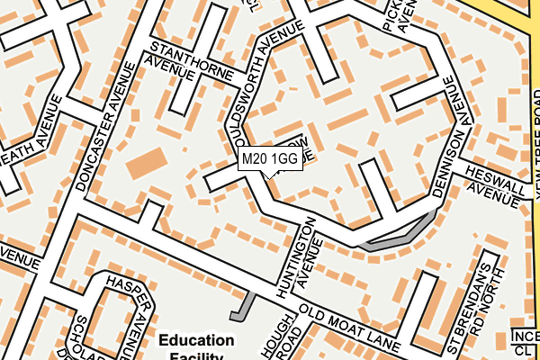 M20 1GG map - OS OpenMap – Local (Ordnance Survey)