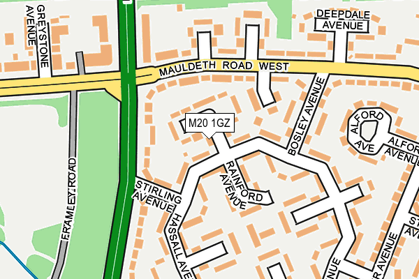 M20 1GZ map - OS OpenMap – Local (Ordnance Survey)