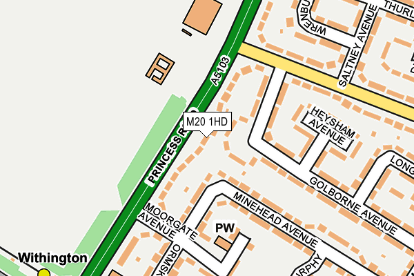 M20 1HD map - OS OpenMap – Local (Ordnance Survey)