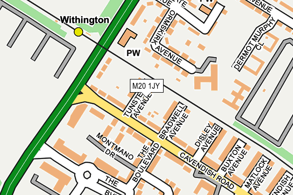 M20 1JY map - OS OpenMap – Local (Ordnance Survey)