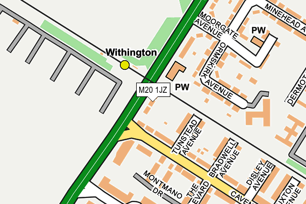 M20 1JZ map - OS OpenMap – Local (Ordnance Survey)