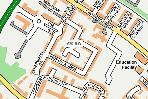 M20 1LW map - OS OpenMap – Local (Ordnance Survey)