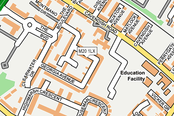 M20 1LX map - OS OpenMap – Local (Ordnance Survey)