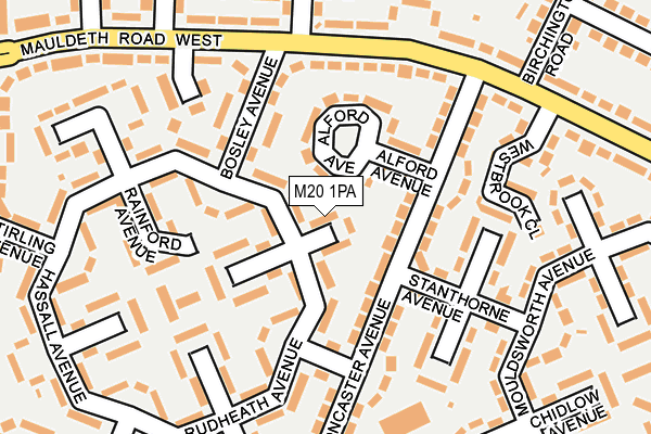 M20 1PA map - OS OpenMap – Local (Ordnance Survey)