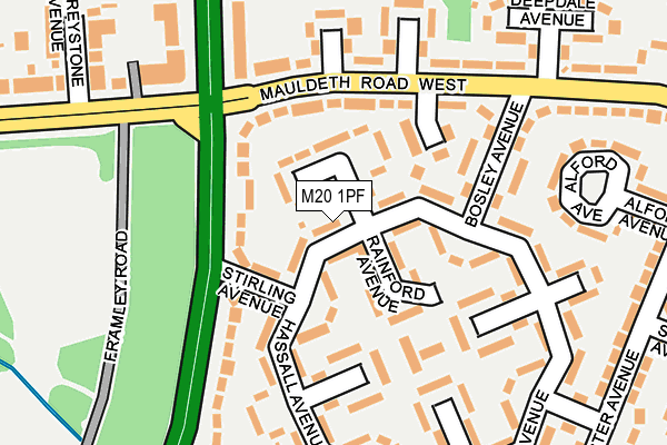 M20 1PF map - OS OpenMap – Local (Ordnance Survey)