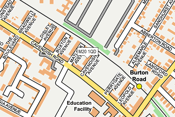 M20 1QD map - OS OpenMap – Local (Ordnance Survey)