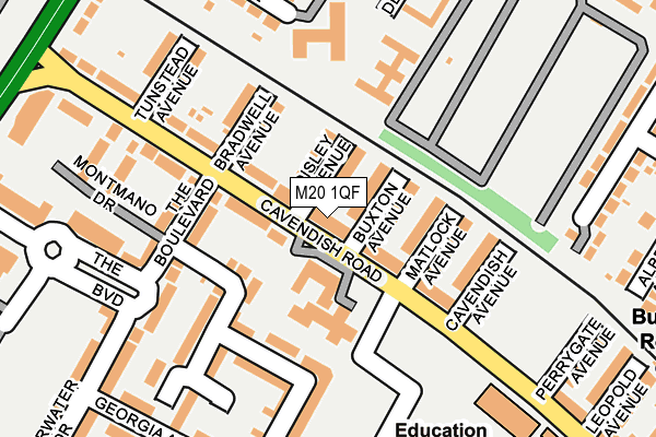 M20 1QF map - OS OpenMap – Local (Ordnance Survey)