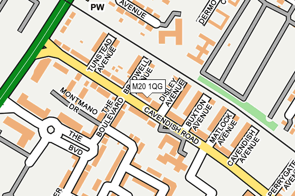 M20 1QG map - OS OpenMap – Local (Ordnance Survey)