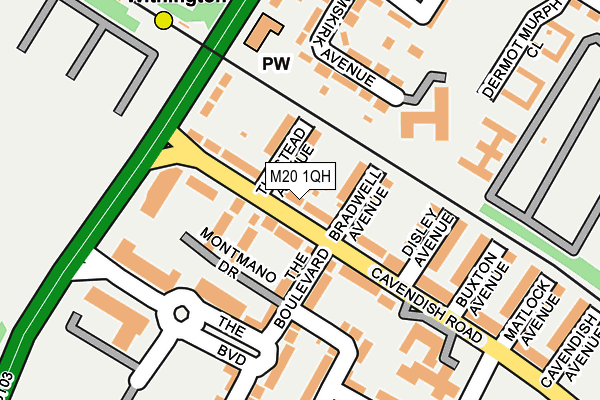 M20 1QH map - OS OpenMap – Local (Ordnance Survey)