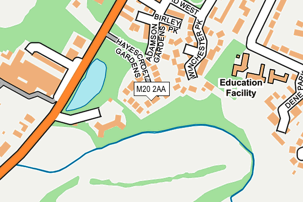 M20 2AA map - OS OpenMap – Local (Ordnance Survey)