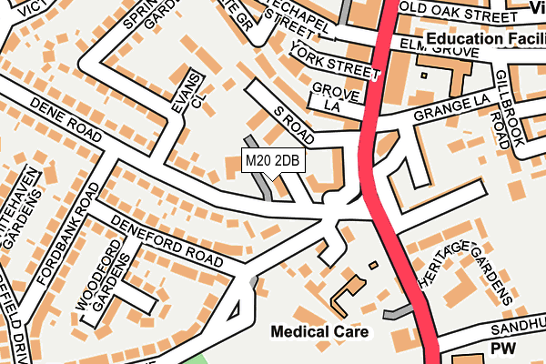 M20 2DB map - OS OpenMap – Local (Ordnance Survey)