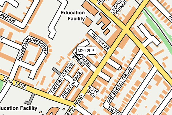 M20 2LP map - OS OpenMap – Local (Ordnance Survey)