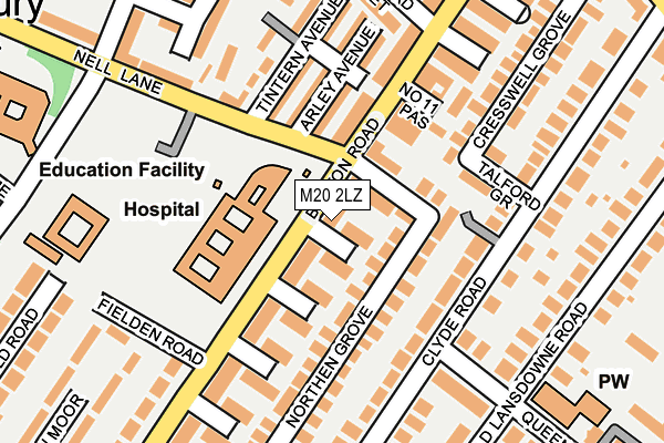 M20 2LZ map - OS OpenMap – Local (Ordnance Survey)