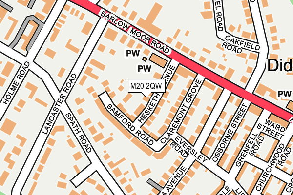 M20 2QW map - OS OpenMap – Local (Ordnance Survey)