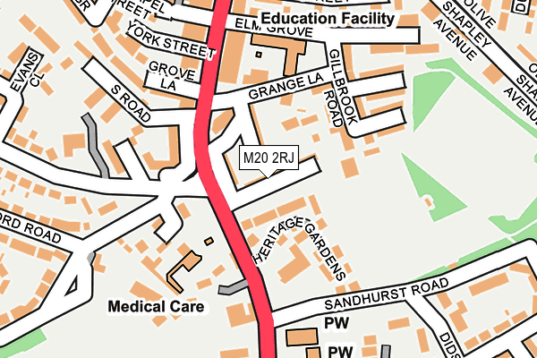 M20 2RJ map - OS OpenMap – Local (Ordnance Survey)