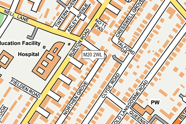M20 2WL map - OS OpenMap – Local (Ordnance Survey)