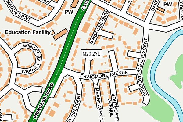 M20 2YL map - OS OpenMap – Local (Ordnance Survey)