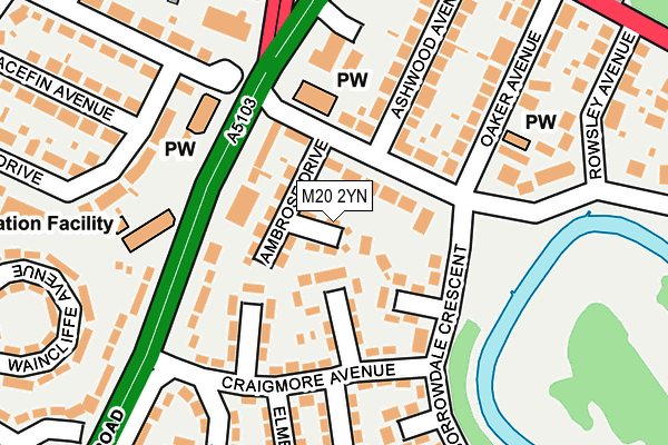 M20 2YN map - OS OpenMap – Local (Ordnance Survey)