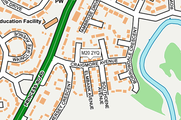 M20 2YQ map - OS OpenMap – Local (Ordnance Survey)